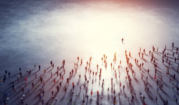 Person leading a large crowd